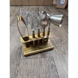 Godinger Aztez Gold Bar Tools Set Drink Mixing Ice Tongs